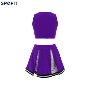 Ensemble d'uniformes de cheerleading sans manches en polyester 100% imprimé par transfert thermique personnalisé pour femmes adultes - Product Image 3