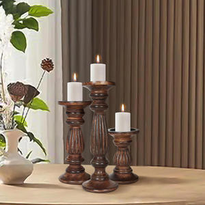 Ensemble de 3 chandeliers en bois, style vintage, faits à la main, pour la décoration de la maison - Product Image 2