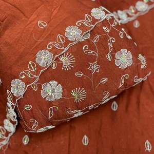 Beaded Embroidery Silk <b>Fabric</b> Wholesale Supplier Beaded Work Silk <b>Fabric</b> Manufacturer India Embroidered Silk <b>Fabric</b> with Beads F - Product Image 3