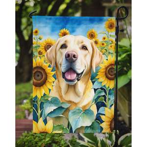 Drapeau de jardin Labrador Retriever Tournesols Boîte aux lettres multicolore Bannière décorative de cour pour patio Oeuvre d'art pour parterres de fleurs et pelouse - Product Image 3