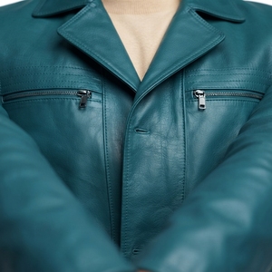 Custom Men's <b>Leather</b> <b>Blazer</b> <b>Jacket</b> Premium Casual Outerwear OEM Factory - Product Image 6