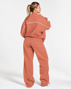 <b>Women's</b> Contrastline Full Zip Tracksuit Two Piece Casual Outfit Relaxed <b>Jacket</b> And Wide Leg Pants Matching Apparel Set Style - Product Image 2