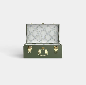 Pink Rectangular <b>Trunk</b> <b>Storage</b> <b>Box</b> with Gold Hinges and Floral Lining Design 1 Layer <b>Storage</b> Ideal for Accessories Organization - Product Image 5