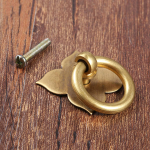 Pophee 4 Pack Brass Drawer <b>Pulls</b>, Cabinet <b>Handle</b> Knobs <b>Door</b> Ring with Mounting Screws Metal knobs - Product Image 2