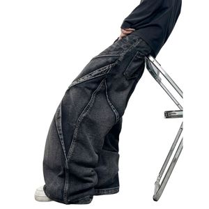 Jean en denim respirant à jambe large et coupe ample pour homme, en coton biologique durable, délavé, marque privée, écologique - Product Image 1