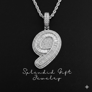 Pendentif en argent sterling 925 de haute qualité, design personnalisé, bijoux fins, diamant, numéro, pendentif hip-hop, collier - Product Image 1