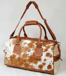 Handmade Leather Hair On Travel Bag Cowhide Duffel Weekender Carry On Luggage Bag Durable Strong LHTB-0025 - Product Image 1