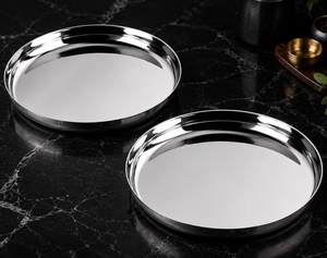 Assiette à dessert et vaisselle en acier inoxydable pour usage domestique, cuisson et service de repas, à prix abordable - Product Image 1