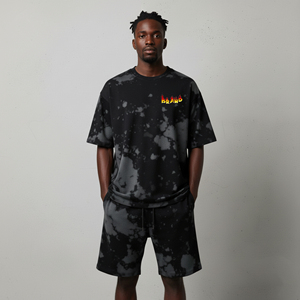 2026 New arrival Summer Casual Wear Streetwear custom DTF Printed logo 100% Cotton acid wash hip hop Men's 2-Piece <b>Set</b> - Product Image 3