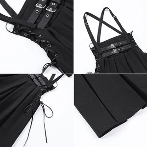 Falda gótica plisada para mujer, de cintura alta, estilo punk, al por mayor, con tiras ajustables y hebilla, falda corta - Product Image 4