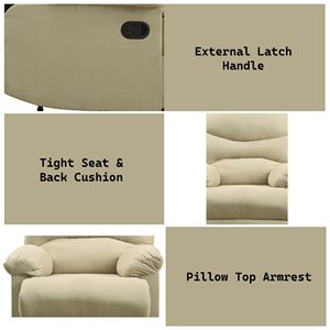 Arcadia Beige Microfiber Motion Recliner Solución de asiento cómodo para el hogar - Product Image 4