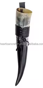 leather holder <b>black</b> <b>polished</b> drinking horn Handcrafted Medieval Accessory for Gifts & Decor by Artisan Craft - Product Image 5