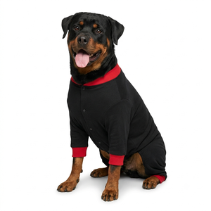 Black Knit Dog Coat With Red Trim Classic Style All Seasons <b>Pet</b> Clothing Comfortable Simple Design For Dogs - Product Image 4