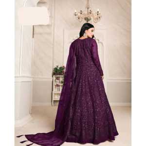 Robe de soirée de travail avec fil et séquence-Robe avec bas et dupatta pour un look de fête - Product Image 6