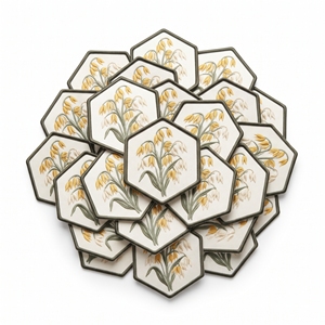 Custom Patch Brand Supplier Round Wheat Ear Grain <b>Badge</b> Tan Twill Golden Brown Edge <b>Iron</b> <b>On</b> Garment Applique - Product Image 4