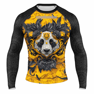 Camiseta Deportiva Ajustada para Hombre Sagilanden, Diseño de Panda Amarillo y Negro, Ligera, Elástica, de Secado Rápido, en Poliéster - Product Image 1