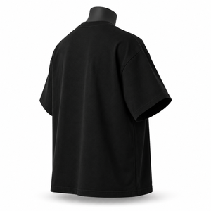 T-shirt noir surdimensionné pour homme, logo minimaliste sur la poitrine, streetwear, hip hop, coton, coupe ample, décontracté, t-shirt d'été - Product Image 4