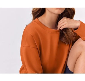 Nouveau design, sweat-shirt en coton pour femme, col rond, manches longues, épaules tombantes, uni, confortable, décontracté, fabriqué au Bangladesh - Product Image 4