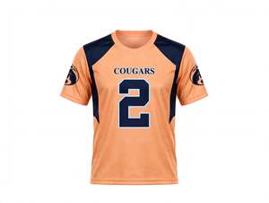 2026 Professional Team Sports Gear Breathable Quick Dry Fitness Apparel Custom Graphic Print Athletic T-Shirt <b>Peach</b> Navy Jersey - Product Image 1