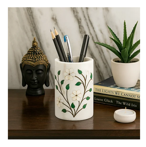 Porte-stylos élégant en céramique blanche, dernier design, organiseur de bureau, articles de bureau par UF INTERNATIONAL Crafts - Product Image 1