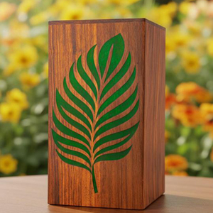 Premium Funeral Memorial Wooden Urn Wooden Urn for Adult Cremation Ashes Customized Wooden Memorial Ash by AYAANS - Product Image 1
