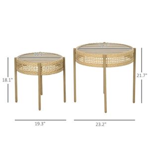Ensemble de tables d'appoint de patio en osier PE marron - Product Image 3