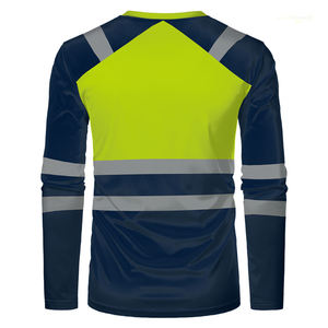 Chemise de sécurité haute visibilité à manches longues pour hommes, bicolore, réfléchissante, pour le travail, la construction, la sécurité, col rond, uniforme de protection - Product Image 6