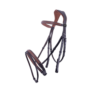Brida de Caballo de Cuero de Búfalo Indio Personalizada, Elegante y Cómoda, Color Negro-Marrón, Accesorios de Primera Calidad para Caballos, Equipo Ecuestre - Product Image 1