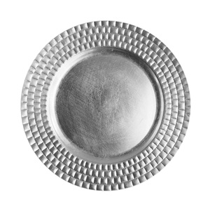 Assiettes de présentation rondes en métal argenté martelé élégantes et luxueuses pour la décoration de tables de mariage, d'événements et d'hôtels, en promotion - Product Image 3