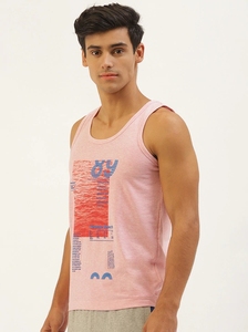 Camiseta sin Mangas para Hombre, Color Rosa, Estampada, Cuello Redondo, Informal, Transpirable, de Algodón, con Diseño de Logotipo Frontal - Product Image 4