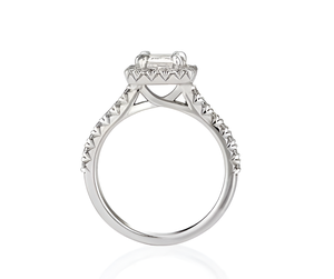 Bague de fiançailles en or blanc 14 carats avec diamant de laboratoire taille coussin E VVS Halo Pav certifié IGI, style ethnique, bague de mariage - Product Image 4
