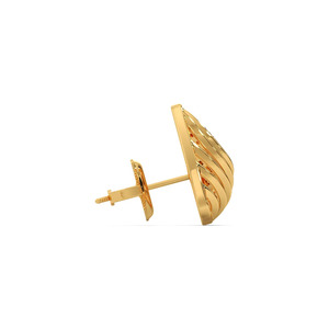 Boucles d'oreilles clous en forme de feuille de triangle doré avec diamants - Product Image 3