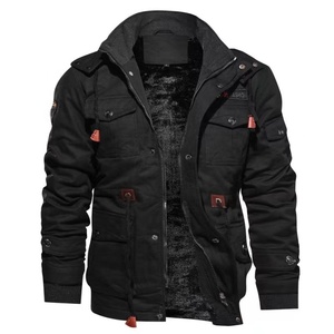Men's Black Windproof Winter Jacket Full Sleeve Polyester Fashion Brand Logo Front - Product Image 2