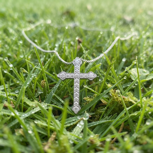 Trendy Minimalist Jewelry 14K <b>Solid</b> <b>Gold</b> Iced Jesus Cross <b>Pendant</b> Necklace Custom Natural Diamond Christian Religious Fine Charm - Product Image 4
