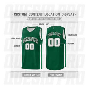 Camiseta de baloncesto sin mangas con cuello en V y nombre del equipo personalizado, ropa deportiva unisex verde y blanca - Product Image 3