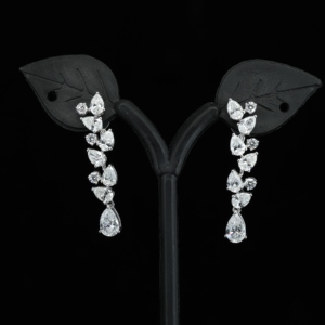 European American S925 Fashion Bridal Long Style Earrings Exquisite Shining Copper Inlaid Zircon Drop Earrings for Women - Product Image 1