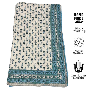 Couette en coton Jaipur imprimée à la main, motif floral coloré, réversible, pour lit simple, style bohème vintage, écologique, 300 fils/cm², pour la maison - Product Image 3