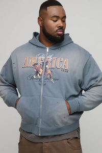 Sudadera con Capucha Personalizada para Hombre, 100% Algodón, 310 g/m², Felpa Gruesa, Cierre Completo, Talla Grande, Invierno, Doble Cremallera, Resistente al Viento, Ecológica - Product Image 4