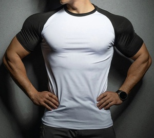 T-shirts de sport pour hommes en jersey 100% coton extensible, séchage rapide, respirants, manches courtes, imprimés, couleurs personnalisées, 200g - Product Image 5