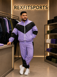 REXFIT SPORTS 2026 Ensemble de survêtement personnalisé pour homme en nylon violet, veste zippée à manches courtes et short, léger, deux pièces, vêtements de sport - Product Image 2
