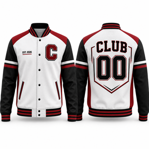 Veste universitaire en polaire marine pour homme MEGAMAPLE, logo d'équipe brodé, coque 100 % polyester durable, fermeture à enfiler, style preppy - Product Image 1