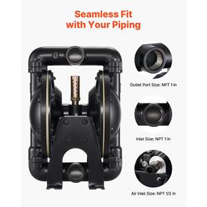 Pompe à double diaphragme à air comprimé 35 GPM 1 pouce d'entrée et de sortie Corps en alliage d'aluminium Max 114 PSI pour le transfert d'huile usagée Diesel - Product Image 5