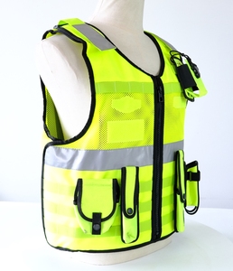 Gilet de sécurité haute visibilité réfléchissant en maille avec fermeture éclair, multi-poches, uniforme de travail unisexe en polyester pour la sécurité et la détection d'aiguilles - Product Image 6