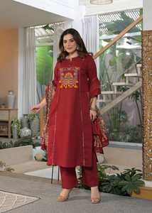 Robe Abaya brodée pour femmes, manches longues, col en V, longueur cheville, robe modeste pour tous les jours et les fêtes - Product Image 3