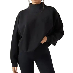 Sweat-shirt à col montant pour femme, manches longues, décontracté, automne/hiver, de haute qualité, impression personnalisée en gros, 100% coton - Product Image 1