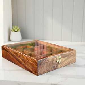 Custom Logo Wooden Spice <b>Box</b> Manufacturer Indian Masala Dabba Supplier - Product Image 1