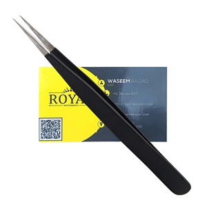 Pince à épiler royale personnalisée en acier inoxydable, ensemble de pinces à cils à pointe lisse, anti-magnétique, pour la pose d'extensions - Product Image 2