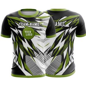 Maillot de football personnalisé vert, noir et blanc, uniforme d'équipe, chemise de sport à manches courtes avec logo - Product Image 1