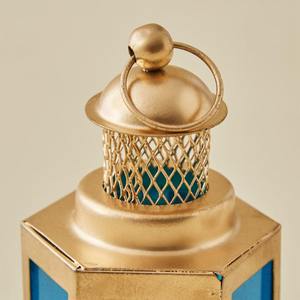 Lanterne suspendue en verre bleu design, idéale pour la décoration de centres de villégiature, les séances photo et les événements culturels, lumière décorative artisanale d'Inde - Product Image 5