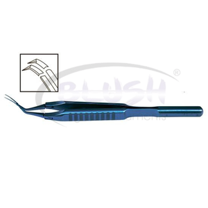 Inamura 1.5 Cross Action Capsulorhexis Forceps Curved w/ Marks Titanium Ophthalmic Cataract Instrument By <b>Blush</b> Surgical - Product Image 2